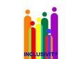 Inclusion and diversity. Silhouettes of people and LGBTQ set, people icons vector logo for website, banner gay pride concept Royalty Free Stock Photo