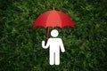 Inclusion symbol person holds umbrella, sheltering all under canopy of diversity