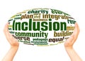 Inclusion word cloud Inclusion word cloud hand sphere concept Royalty Free Stock Photo