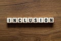 Inclusion - word concept on building blocks, text Royalty Free Stock Photo