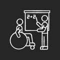 Inclusive education chalk white icon on black background