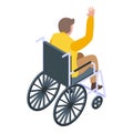 Inclusive education wheelchair boy icon, isometric style Royalty Free Stock Photo