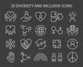 Inclusive society set. A collection of icons representing unity, equality Royalty Free Stock Photo