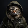 Incognito Feline Explorer. AI generation