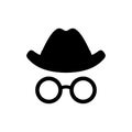 Incognito icon. Hat and glasses sign. Anonymous spy agent symbol, logo illustration Ã¢â¬â vector