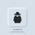 Incognito icon. Incognito logo. Browse in private. Spy agent, secret agent, hacker. Vector. UI icon. Neumorphic UI UX white user Royalty Free Stock Photo