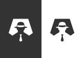 Incognito logo icon design template, hacker or spy symbol, simple detective silhouette - Vector