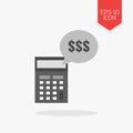 Income calculation concept icon. Flat design gray color symbol.