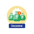 Income concept, business and finance, prize fund, reward money, fundraising icon Royalty Free Stock Photo