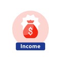 Income concept, business and finance, prize fund, reward money, fundraising icon Royalty Free Stock Photo