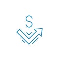 Income dynamics linear icon concept. Income dynamics line vector sign, symbol, illustration.