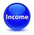 Income glassy blue round button