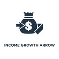 income growth arrow icon. banking services, pension savings account, interest rate, fund raising concept symbol design, financial Royalty Free Stock Photo