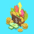 Income Growth Flat Isometric Vector Conceptual Illustration.