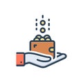 Color illustration icon for Income, bag and paisa