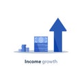 Income increase, financial strategy, return on investment, fund raising, long term increment, revenue growth, loan installment Royalty Free Stock Photo