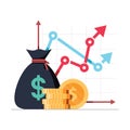 Income increase strategy, Financial high return on investment, fund raising and revenue growth interest rate