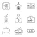 Income money icons set, outline style