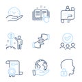 Income money, Safe time and Journey path icons set. Vector