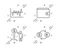 Income money, Stock analysis and Money wallet icons set. Currency exchange sign. Vector Royalty Free Stock Photo