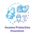 Income protection insurance concept icon. Safe life. Work accident coverage. Personal fund. Policyholder idea thin line