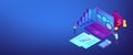 Income statement isometric 3D banner header.