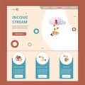 Income stream flat landing page website template. Rent property, financial help, donates. Web banner with header