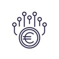 income streams, sources line icon with euro Royalty Free Stock Photo
