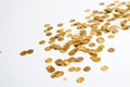 Incomes and payments, a pile of golden coins isolated on a white background. Generative ai