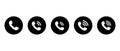 Incoming call button icon vector in black circle. Phone receiver, telephone sign symbol Royalty Free Stock Photo