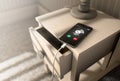 Incoming Call Cellphone Next To Bed Royalty Free Stock Photo