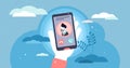 Incoming call concept flat tiny person vector illustration