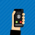 Incoming call concept , hand holding cell phone