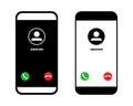 Incoming call on smartphone screen. Answer or decline sign. Call screen mobile phone interface design Royalty Free Stock Photo