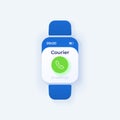 Incoming call smartwatch interface vector template
