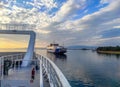 Incoming ferry boat in Keramoti , Greece Royalty Free Stock Photo