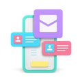Incoming message chatting smartphone application user interface navigation button screen realistic 3d icon vector Royalty Free Stock Photo