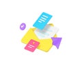 Incoming message document send receive envelope 3d icon realistic vector illustration