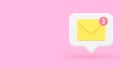 Incoming message newsletter email internet chat notification quick tips 3d icon realistic vector