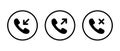 Incoming, outgoing, and missed call icon on circle line