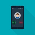 Incoming Phone Call Screen User Interface, Vector isolated illustration