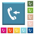 Incoming phone call white icons on edged square buttons