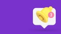 Incoming reminder alert sound notification application ring bell message inbox 3d icon vector