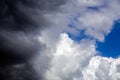 Incoming storm close-up cloudscape at march daylight in continental europe