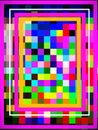 An incomparable digital pattern of pink bordered geometric illustration of colorful squares and rectangles