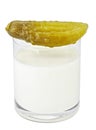 Incompatible products milk and salted cucumber Royalty Free Stock Photo