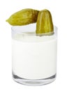 Incompatible products milk and salted cucumber Royalty Free Stock Photo