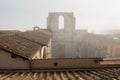 Incomplete facade of the planned Duomo nuovo or Facciatone in fog. Siena. Tuscany Italy. Royalty Free Stock Photo