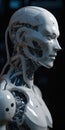 Incomplete Humanoid Android Covered In White Porcelain Skin Royalty Free Stock Photo