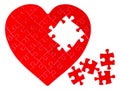 Incomplete jigsaw puzzle in a shape of a heart Royalty Free Stock Photo